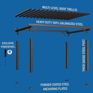 16×12 ashford traditional steel pergola with sail shade soft canopy - Image 11