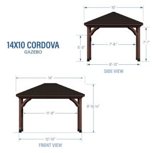 14×10 Cordova Gazebo Dark Brown - Image 4