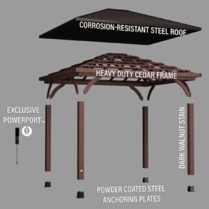 14×10 Cordova Gazebo Dark Brown - Image 6