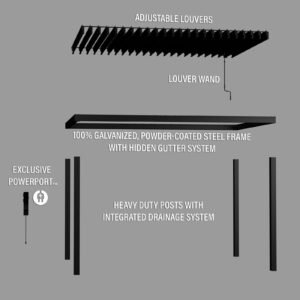 14×10 Sarasota Steel Louvered Pergola - Image 4