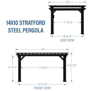 14×10 Stratford Traditional Steel Pergola - Image 3