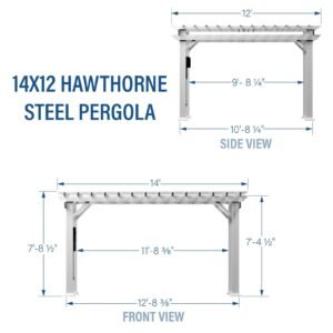 14×12 Hawthorne Traditional Steel Pergola with Sail Shade Soft Canopy - Image 3