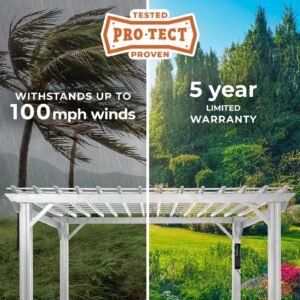 14×12 Hawthorne Traditional Steel Pergola with Sail Shade Soft Canopy - Image 4