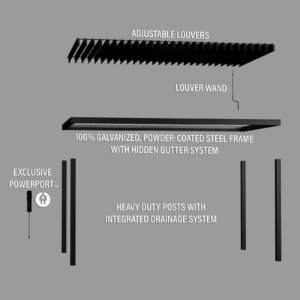 16×10 Sarasota Steel Louvered Pergola - Image 5