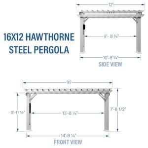 16×12 Hawthorne Traditional Steel Pergola With Sail Shade Soft Canopy - Image 3