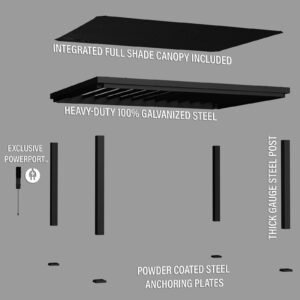 16×12 Trenton Modern Steel Pergola With Sail Shade Soft Canopy - Image 5