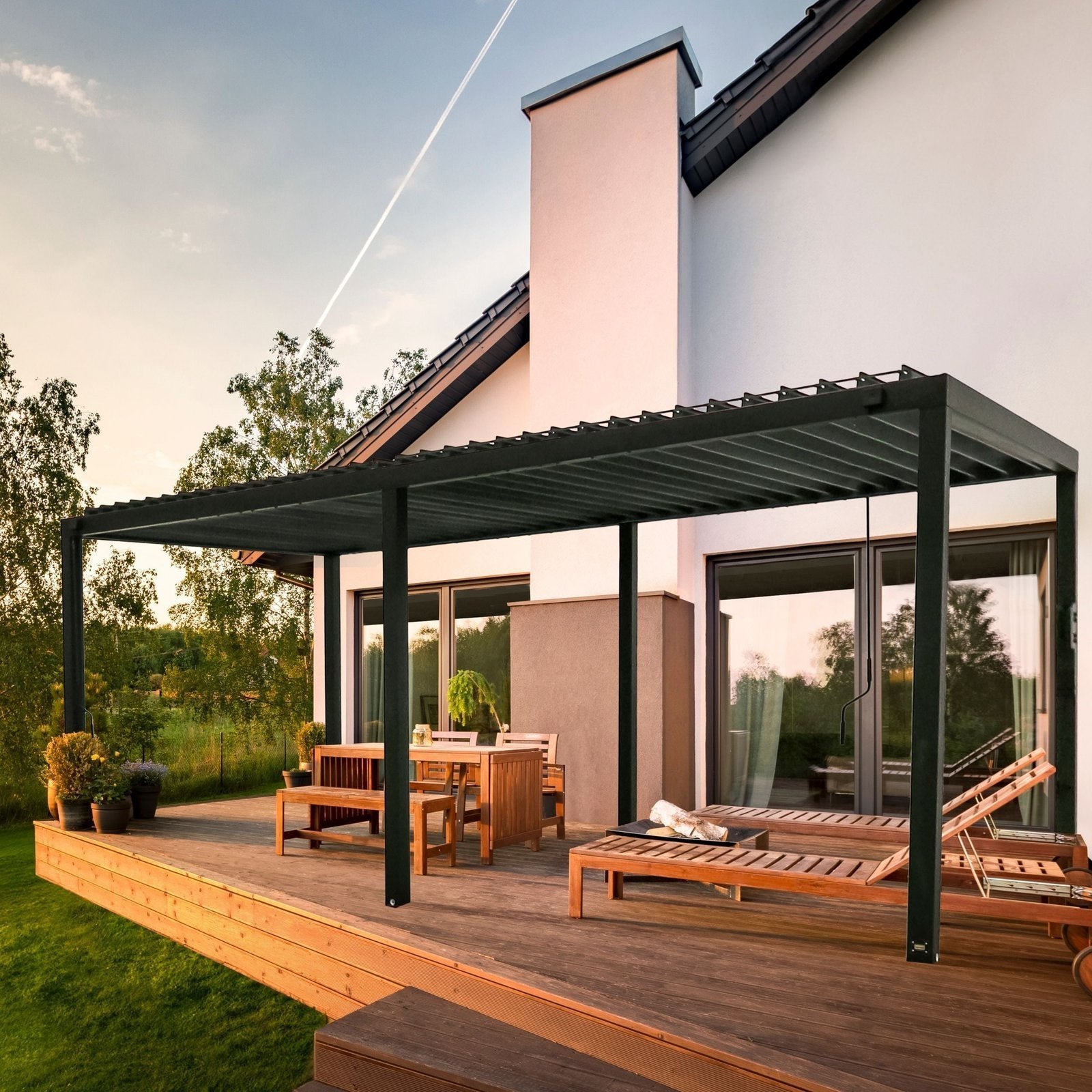 20×10 Sarasota Steel Louvered Pergola
