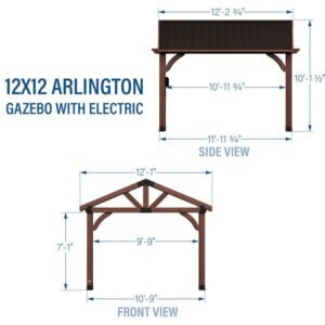 Arlington 12×12 Solid Wood Patio Gazebo - Image 3