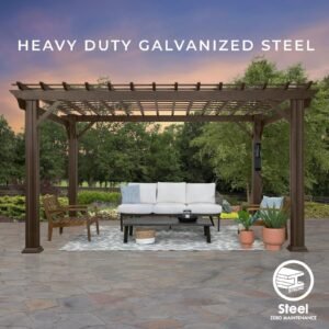 14×10 Ashford Traditional Steel Pergola With Sail Shade Soft Canopy - Image 7