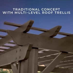 14×10 Ashford Traditional Steel Pergola With Sail Shade Soft Canopy - Image 8
