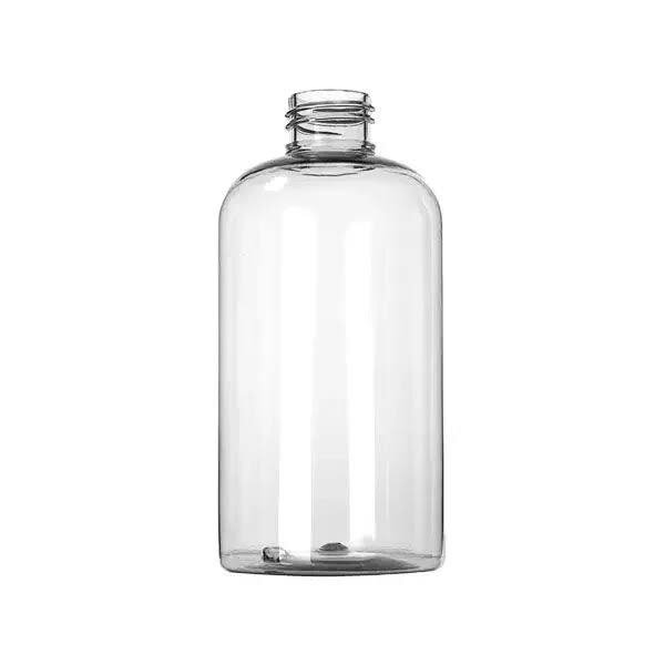 8.45oz (250ml) Clear PET 30% PCR Squat Boston Round – 24-410 Neck